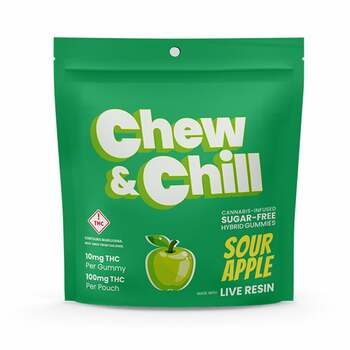 Chew & Chill Sour Green Apple 10pk Sugar Free Gummies 103mg .